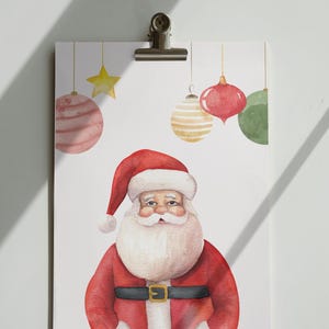 Weihnachtskarte ""Merry Christmas"" Weihnachtsmann, Digitale Postkarte mit Spruch , Hochformat."