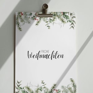 Postkarte , Weihnachtskarte &quot;Frohe Weihnachten&quot; Postkarte mit Spruch , weihnachten Hochformat , Digital