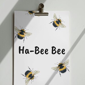 Carte postale "Ha-Bee Bee" Bee, Karte mit lustigem Spruch, Carte postale mit Spruch , Hochformat , Numérique