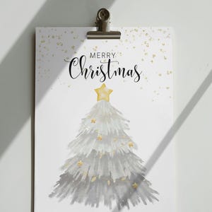 Postkarte , Weihnachtskarte &quot;Merry Christmas&quot; Weihnachtsbaum, Postkarte mit Spruch , weihnachten Hochformat , Digital