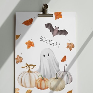 Postkarte &quot;Halloween&quot; Gespenst , Postkarte mit Spruch , Hochformat , Digital