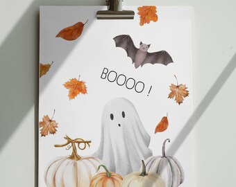 Carte postale "Halloween" Gespenst , Carte postale avec Spruch , Format avancé , Numérique