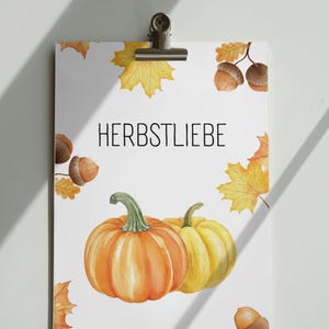 Postkarte &quot;Herbstliebe&quot; Herbst, Fall, Postkarte mit Spruch , Hochformat , Digital