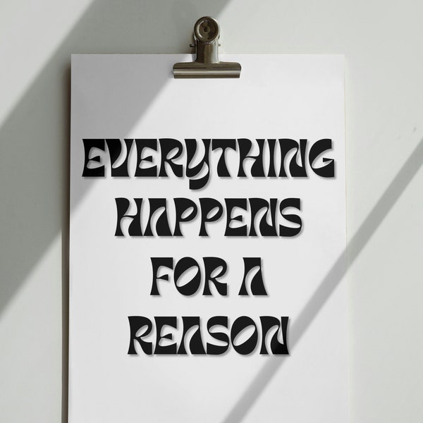 Postkarte "Everything happens for a reason." EHFAR , Mottokarte , Postkarte mit Spruch , Hochformat , Digital