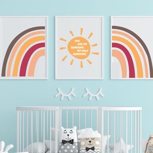 Rainbow nursery prints | You are my only sunshine | printable art | digital download | rainbow prints | nursery decor | home decor | nursery