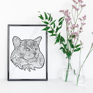 Abstract Art cat | line art | print | digital print | digital download | digital wall art | decor | home decor | printable art