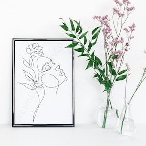 Line Art Woman Floral | Abstract art | sensual | woman print | home decor | digital printable | digital art | digital download | home decor