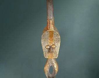 バコタの聖遺物像 – 銅と真鍮のマスク – ガボンのアフリカ部族の祖先