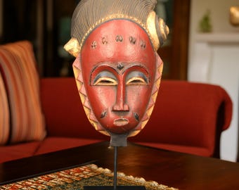 African Baule Mask 124 on Display Stand