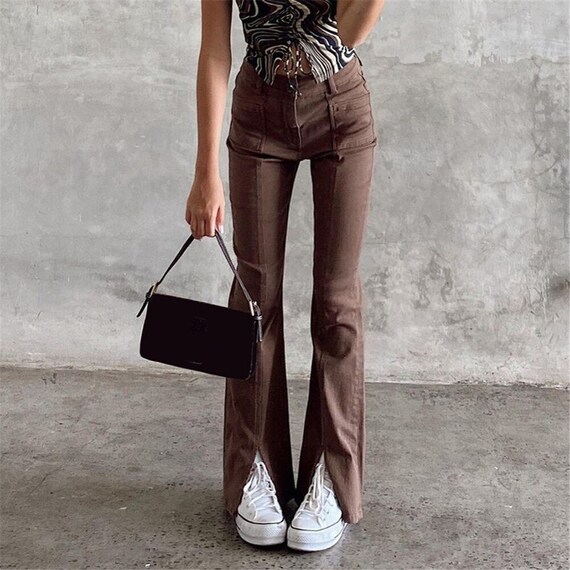 Y2K Brown Flare Jeans Vintage Denim 