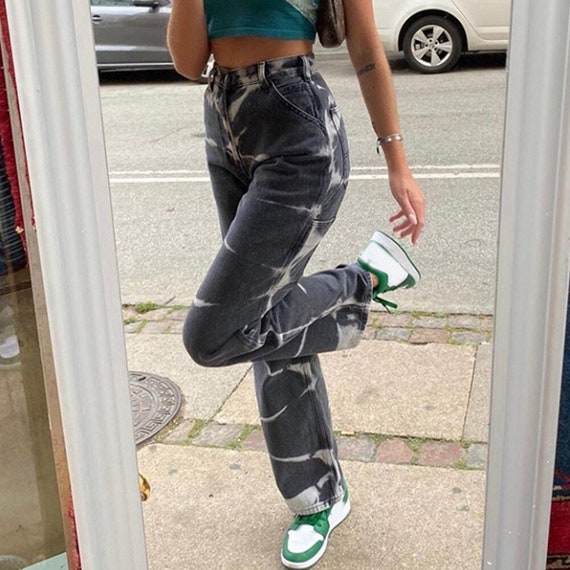 Tie Dye Print Women High Waist Wide Leg 
