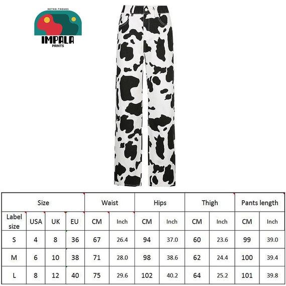 Y2K Cow Print Designed Trousers High 