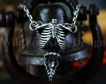 Collar de medallón de esqueleto de muertos vivientes de plata, fijación de anillo doble en la clavícula, joyería de recuerdo de amor fallecido, viales de varios colores para la opción