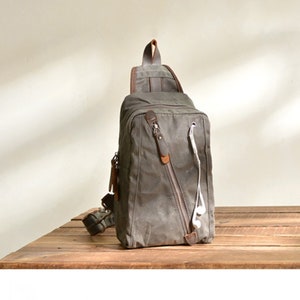 Canvas Sling Bag For Men, Cotton Canvas Crossbody Bag, Canvas Shoulder Bag Backpack Travel Bag, Canvas Bag, Gift for Male/Boyfriend/Father