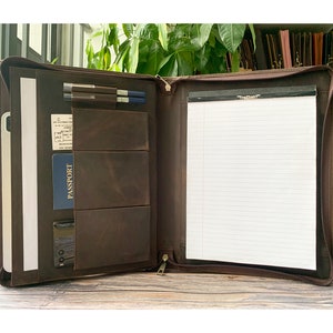 3-ring Binder Leather Portfolio With A4 Notepad Holder,left-hand Portfolio  Binder Notepad, Letter Paper Holder, iPad Case, Exhibition Gifts 