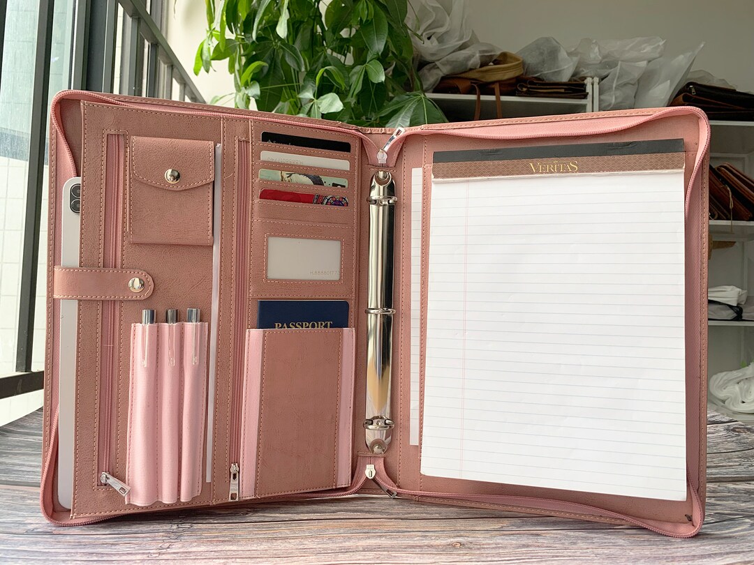 Pink Leather Portfolio for Women Letter Size Notepad Leather Etsy