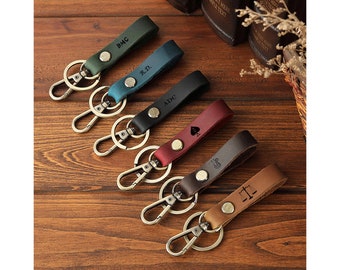Handmade Leather Keychain, Personalized Leather Key Ring, Engraving Name & Logo, Key Accessories, Gift for Birthday, Valentine's Day Gift