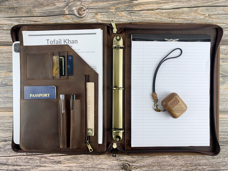 Leather Portfolio for Men Personalized Leather Padfolio Etsy