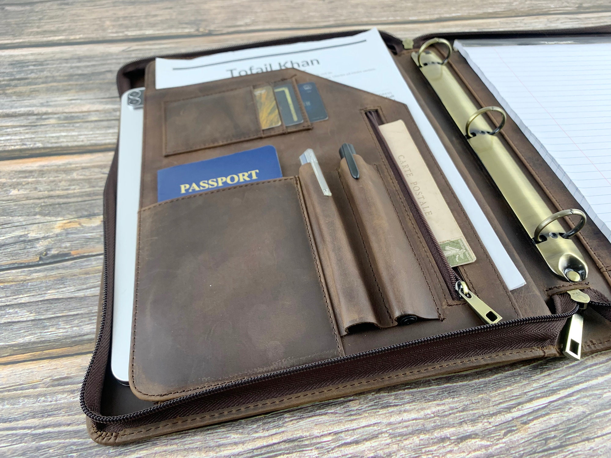Leather Portfolio for Men Personalized Leather Padfolio Etsy