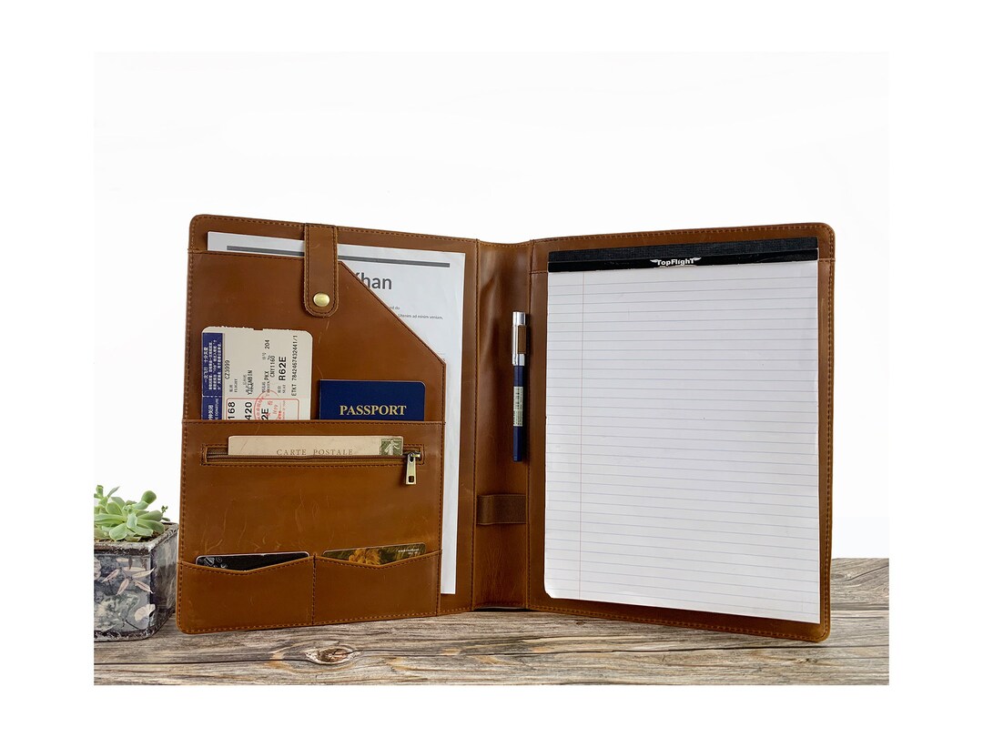 Letter Size Notepad Portfolio, Leather Portfolio With Engraved Name