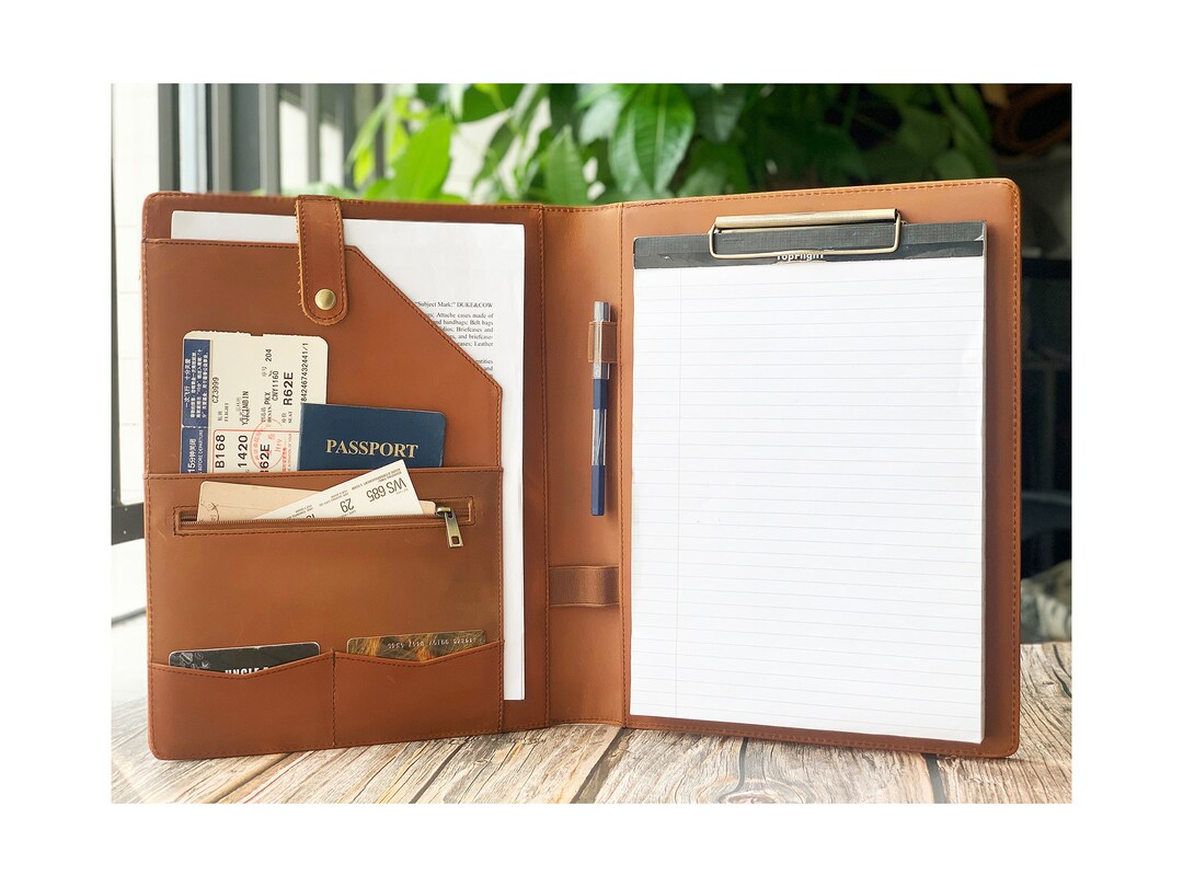 Leather Portfolio for Men, Clipboard Portfolio Folder, Document