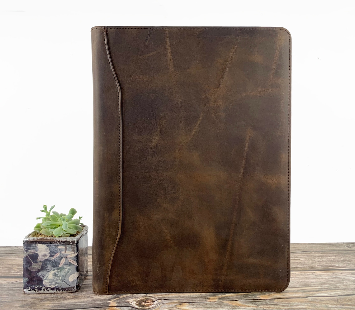 Leather Portfolio for Men Personalized Leather Padfolio Etsy