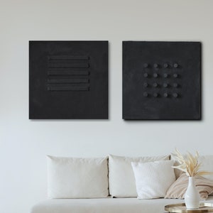 Wabi Sabi Art | Japandi Decor Art | 3D Large Wall Art | Textured Wall Art | Black| Minimal Wall Decor | MidCentury Large Art