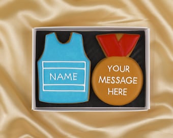Personalised Marathon Biscuits | Running Finisher Medal Iced Biscuit