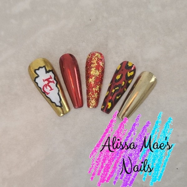 Kansas City Chiefs Nail Art Etsy