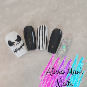 Skeleton Press on Nails, Halloween Press on Nails, Pumpkin King Nails, Jack Press on Nails, Spooky Nails, Fall nails, Holiday Nails,