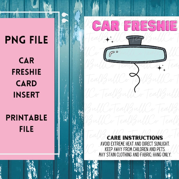 Freshie Card Printable PNG File, Package Insert for Freshie, PDF Instant Download