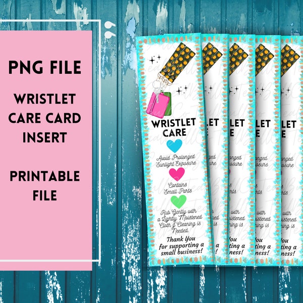 Wristlet Care Card Printable, Wristlet Instruction Card Instant Download