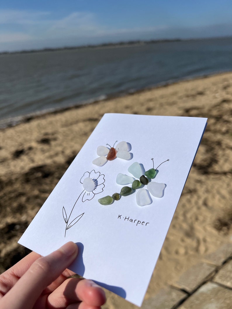 Handmade Sea Glass Card Handmade Card Seaglass Coastal Art Birthday ...