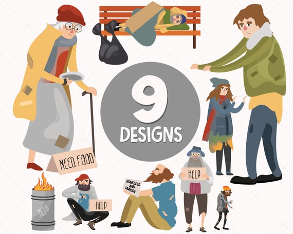 9 Homeless People Cartoon SVG Unemployment People SVG - Etsy