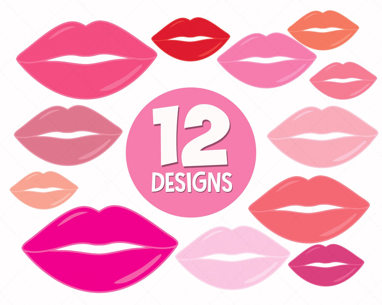 12 SVG Lips Clip Art Vector Lips Print Png - Etsy