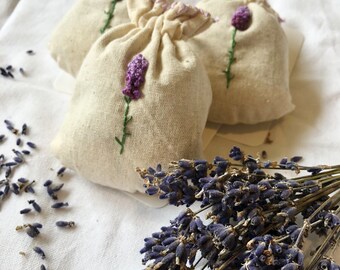 Hand Stitched Organic Lavender Sachets, home decor gift, gift for her