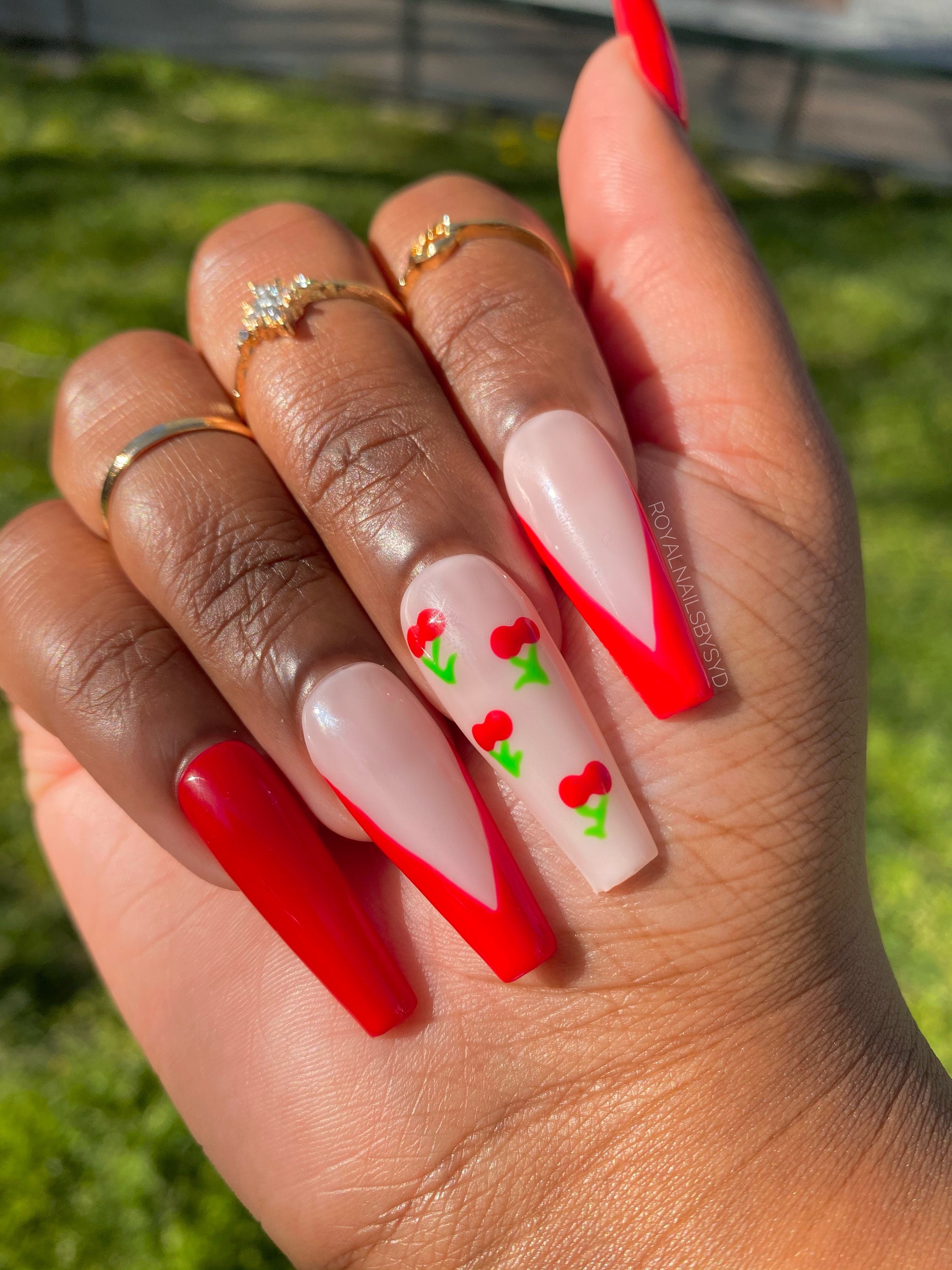 Cheeky Cherry Set Red V French Press On Nails Spring Etsy Cheeky Cherry Set Red V French Press On Nails Spring Etsy