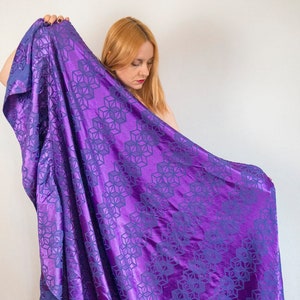 Colcha vintage cintilante/manta decorativa anos 90/tecido vintage polonês/capa de cama roxa com babados/tamanho extra grande