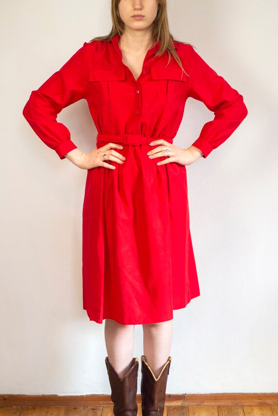 St. Michael vintage red dress from the 80-90s / r… - image 3