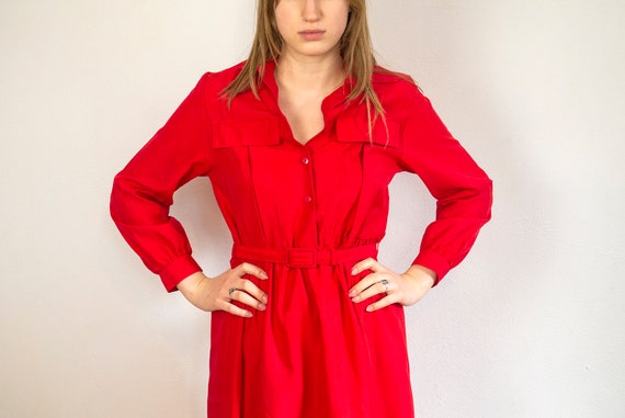 St. Michael vintage red dress from the 80-90s / r… - image 4