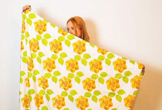 Vintage Orange und Grün Gemusterter Vorhang / Braun und Kupfer - Etsy