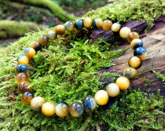 AA Grade Golden Blue Tiger's Eye Bead Bracelet