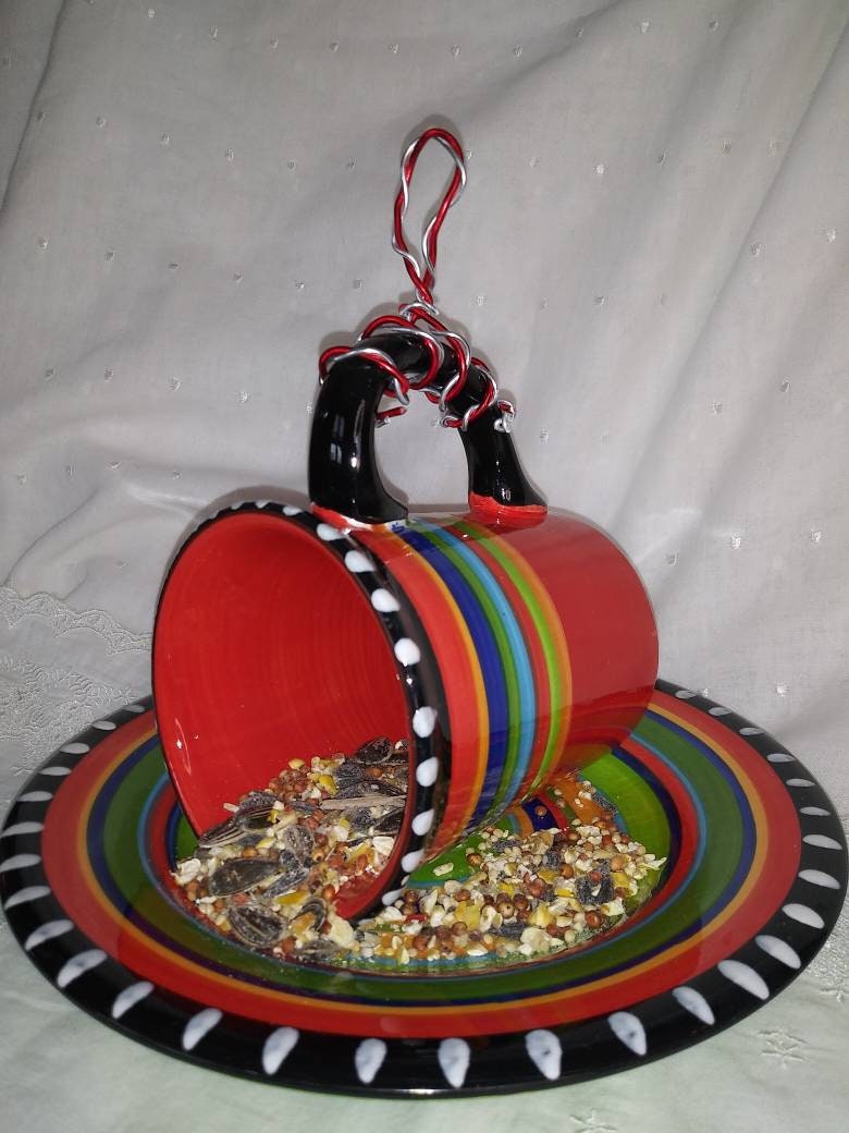 Teacup Bird Feeder Etsy