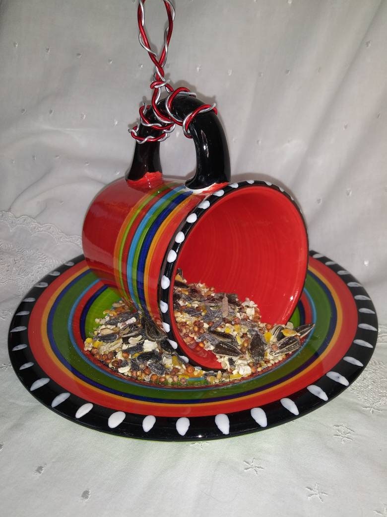 Teacup Bird Feeder Etsy