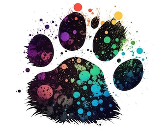 Colorful Paw Print PNG: Sublimation Design (Commercial Use)