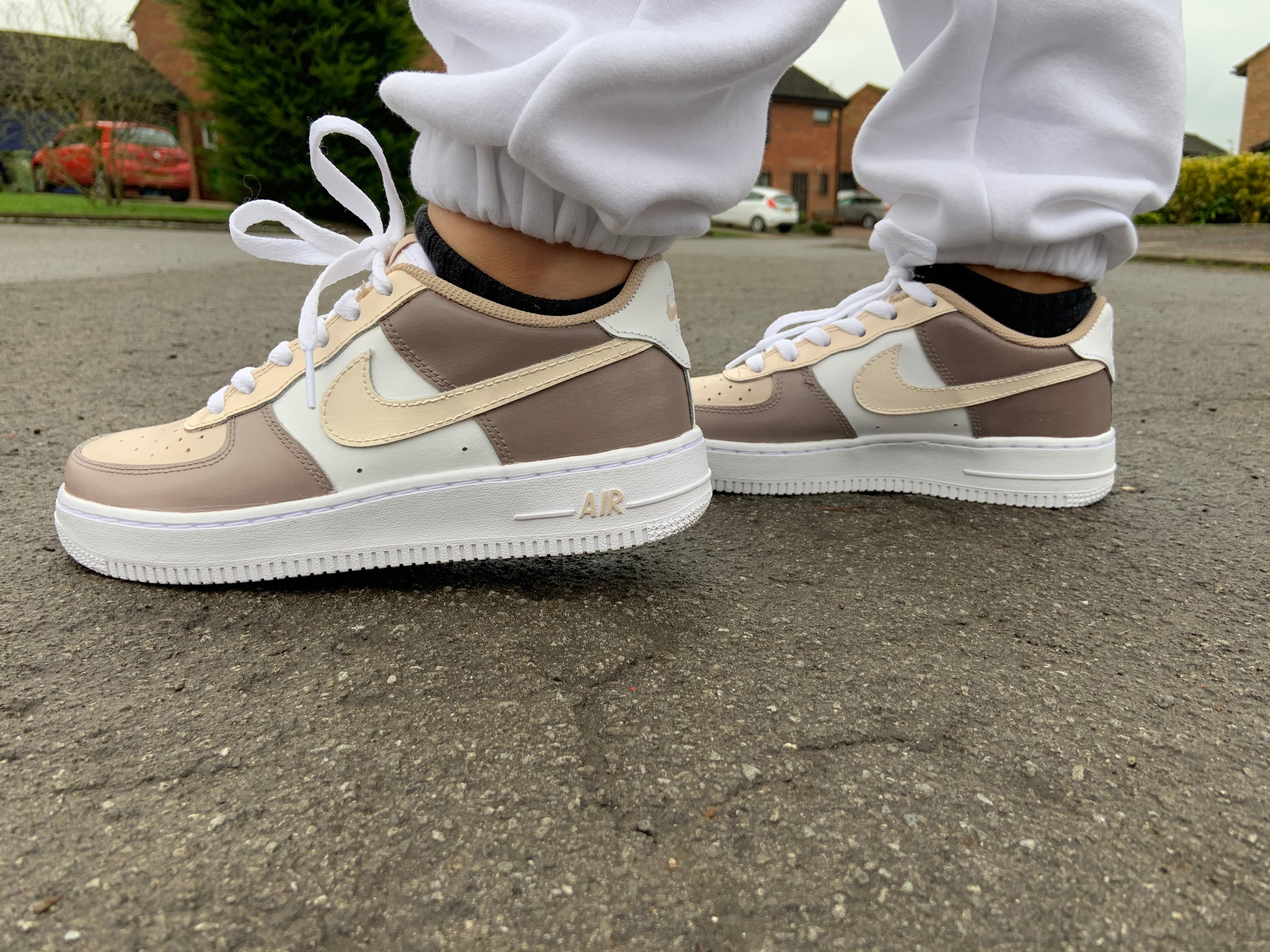 Caramel colourblock custom Air Force 1 | Etsy