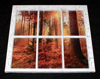 Scenic Prints in Reclaimed Farmhouse Windows
