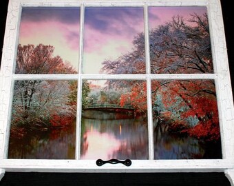 Scenic Prints in Reclaimed Farmhouse Windows