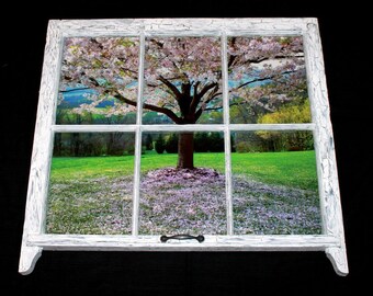 Scenic Prints in Reclaimed Farmhouse Windows