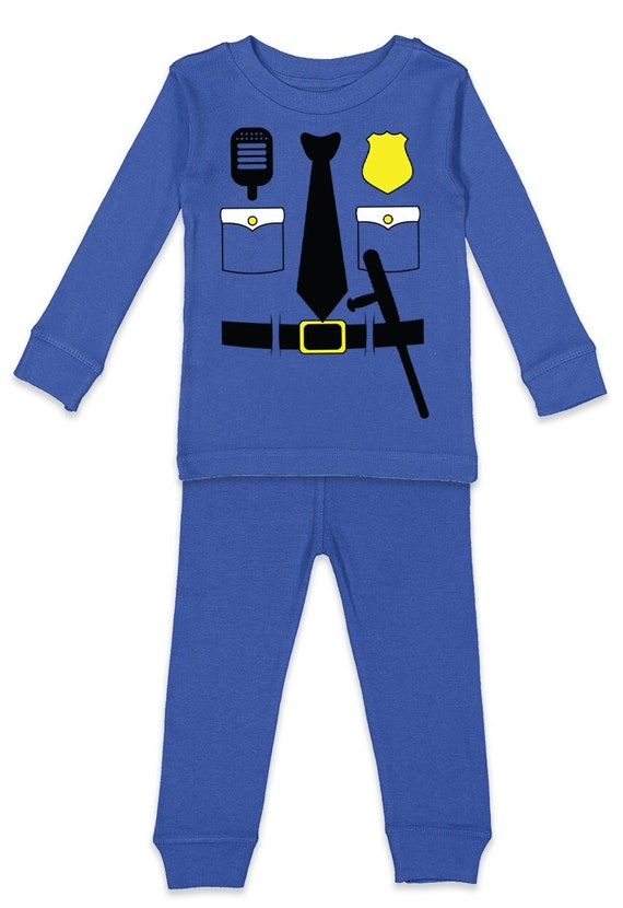 Police Officer Costume Kid's Pajama Set Future Cop Law Etsy